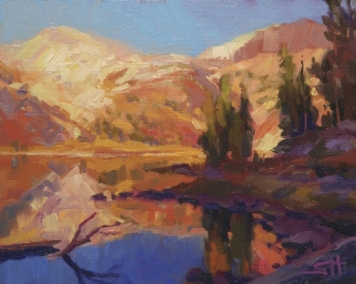 Mountain Lake inspirational original oil painting of alpine wilderness by Steve Henderson